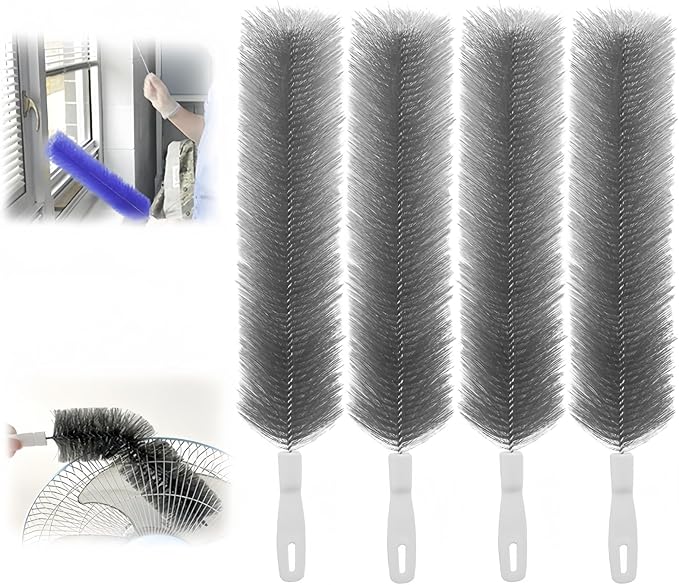 Bendable Microfiber Head, New Fan Cleaner Brush Reusable Dust Remover Washable ldeal for Electric Fans Air Conditioning, Home Car Vents, Curtain (Gray 4 Psc)