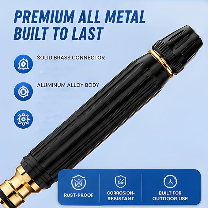 Adjustable Twist Brass Heavy Duty Hose Nozzle Solid Metal Garden Water Spray Patterns Nozzle Sprinkler High Pressure Jet Sweeper Power Washer Attachment for Car Washing Plants Alloy Sprayer (2 PC)