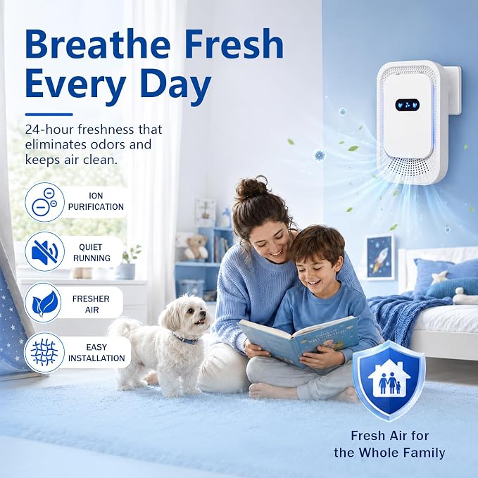 Air Ionizers 4 Pack, Small Negative Ion Air Purifiers, Low Noise Portable Air Freshener for Odor, Smoke, Dust, Pets, Fresh Odor Eliminator Kit (White-4pcs)