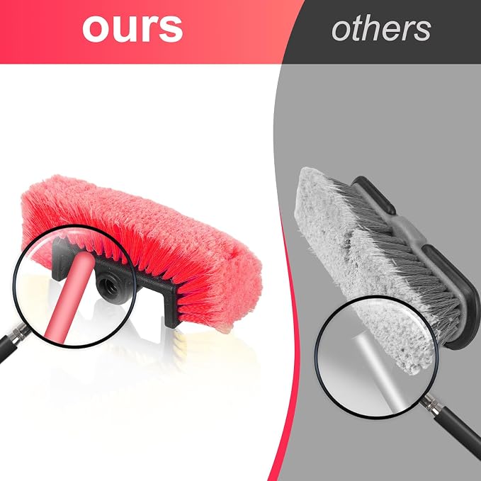 Tanlade 2 Pcs Car Wash Brush Heads Soft Bristle Flow Thru,10 Inch,Red | Replacement Heads for Exterior Cleaning, Compatible with Auto Truck RV Boat Camper, Gentle Bristles Protect Paint Finish