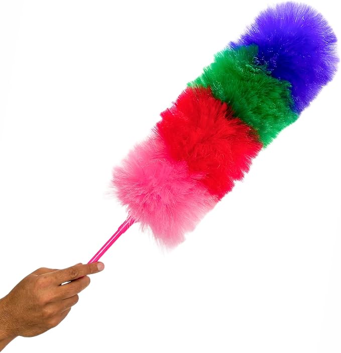 Kitchen + Home Large Static Duster - 27" Inch Electrostatic Feather Duster attracts dust Like a Magnet! - Peacock