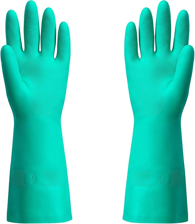 ThxToms Chemical Resistant Nitrile Gloves, Latex Rubber Free, 1 Pair, L | 15mil,Reusable Heavy Duty Diswashing Gloves, Resist Household Acid, Alkali, Solvent and Oil, Skin-Friendly & Anti-Slip Design