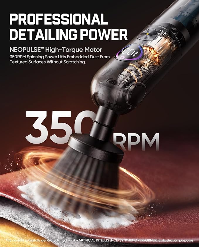 Fanttik Flip G10 Nano AutoCare Electric Car Interior Detailing Brush | Cordless, Dual-Speed with 8 Brush Heads, Adjustable Angle & Smart Display, IPX7 Waterproof for Deep Car Cleaning