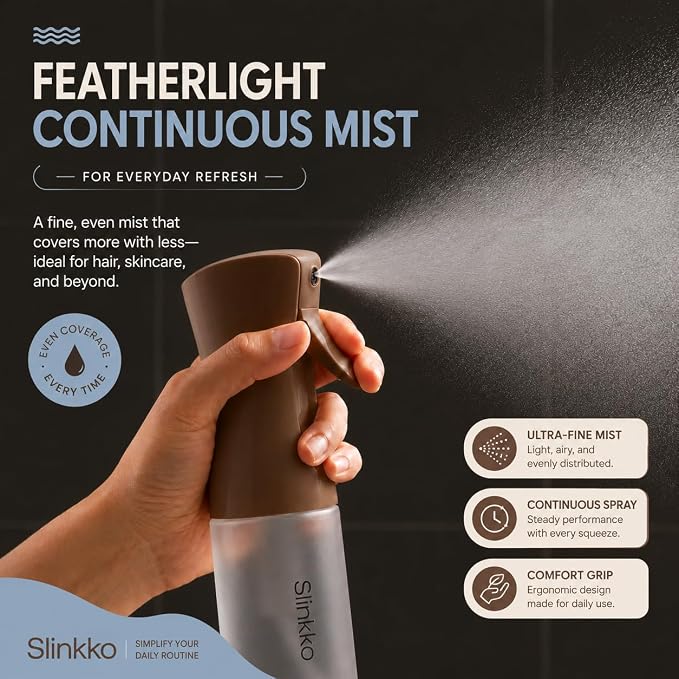 Mist Continuous Spray Bottle 150ml, Smoked Cocoa | Ultra Fine Continuous Mist, Leak Resistant, Refillable, For Styling, Plants & Cleaning, Ergonomic Design