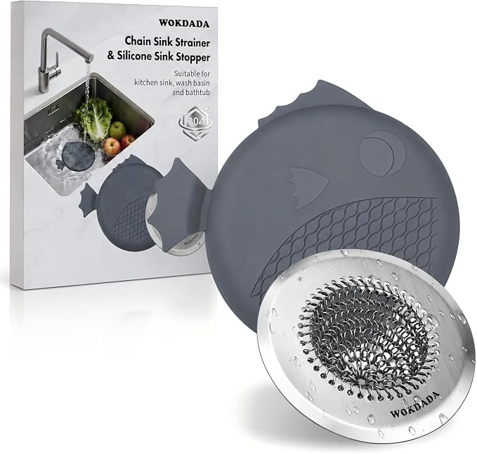 Kitchen Sink Drain Strainer Stopper,Patented Reversible Chain Mesh Basket | Kitchen Sink Accessories,Easy Clean,Fast Drainage,Rust-Proof,Odor-Blocking Seal,4.4" Large Capacity Food Catcher,Anti-Clog
