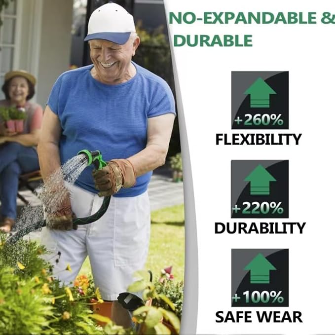 Upgraded 50FT Expanding Garden Hose with 10 Pattern Spray Nozzle,Lightweight Flexible Water Hose 50 FT,No-Kink Hose with 3/4" Brass Fittings,Burst-Resistant Durable Hose for Outdoor Yard Lawn Car Wash