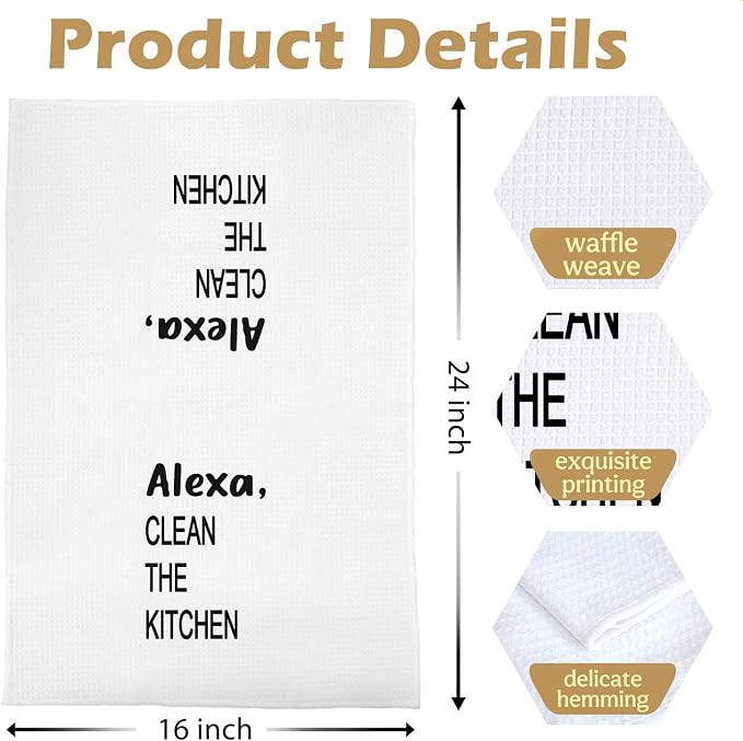 Funny Hostess Kitchen Towels - Funny Decorative Waffle Dish Towels, Hostess Gifts Hand Towels, Housewarming Gifts Tea Towel, 16×24 Inches
