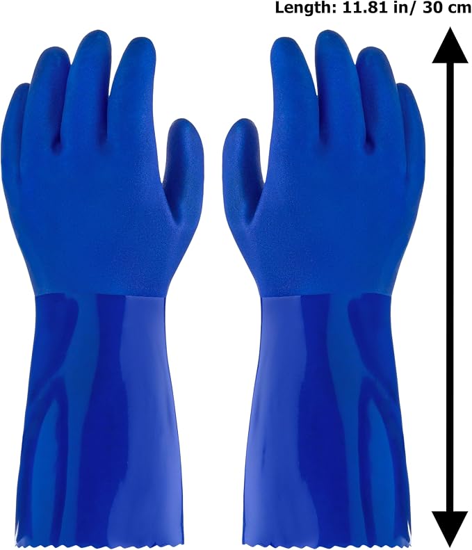 Ultimate Rubber Household PVC Gloves with Comfortable Cotton Lined, Anti-Slip surface, Kitchen Dishwashing, Extra Thickness, Kitchen Cleaning, Working, Painting, Pet Care (Small, Blue)