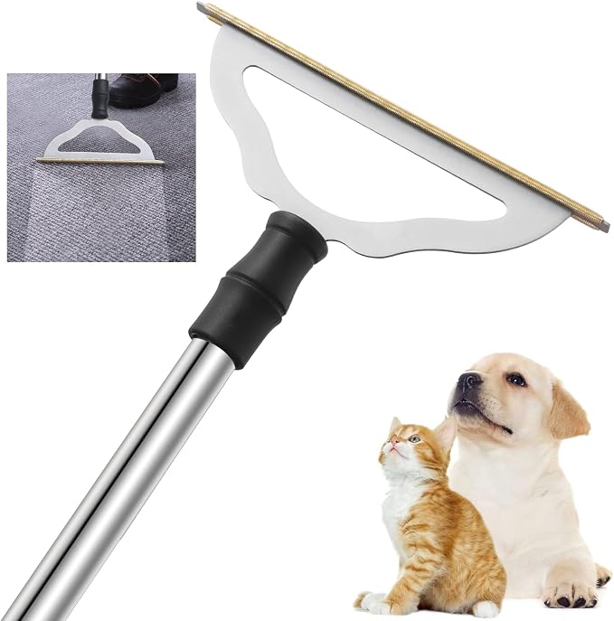 GOSEDER Carpet Rake for Pet Hair Removal - Reusable Pet Hair Remover for Carpet Long Handle, Advanced Dog Hair Broom, Cat Fur Brush, Lint Remover Scraper for Carpets, Rugs, Mats, Couch, Furniture
