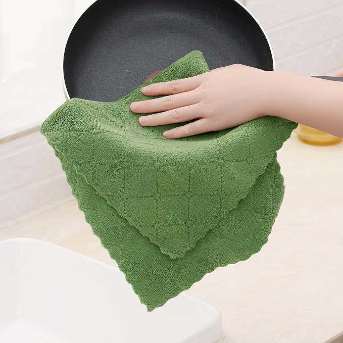 Homaxy Super Soft Absorbent 16 Pack Coral Velvet Dish Cloths, 10" x 20" | Fast Drying, Nonstick Oil, No Lint, Multi-Purpose, Microfiber Cleaning Cloth, Machine wash