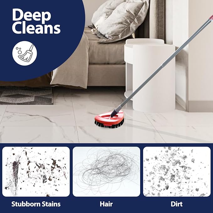 Spin Mop Scrub Brush Head Compatible with EasyWring 1-Tank System, 2 Pack | Heavy Duty Scrubbing Brush Attachment, Removes Stubborn Dirt & Grime, Ideal for Tile, Tub, Bathroom and Kitchen Floor