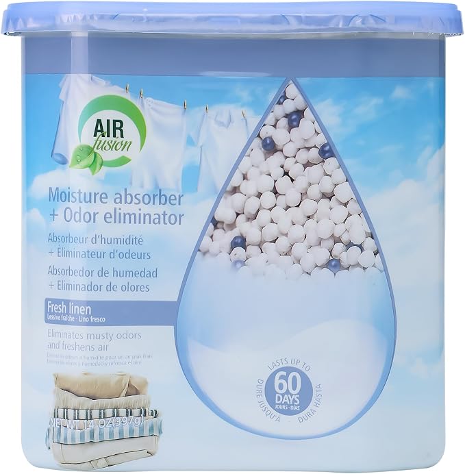 Moisture Absorber Box – Fresh Linen Scent, 14 oz Odor Eliminator & Dehumidifier for Home, Closet, Car, Bathroom, Basement & More Lasts up to 60 Days