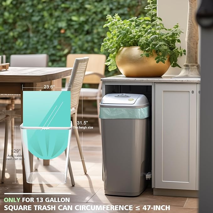 Compostable Trash Bags，AYOTEE 13-15 Gallon Tall Kitchen Garbage Bags | Heavy Duty Unscented 1.18Mils 55 Liter, 60 Count,Strong Thicken Rubbish Waste Can Liners for Kitchen Garden Home