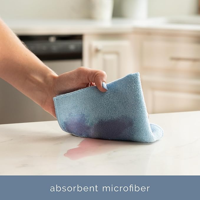 S&T INC. Microfiber Cleaning Cloth, 100 Pack, 11.5" x 11.5", Light Blue | Bulk Cleaning Cloth for Home and Car, Reusable and Multi-Purpose Cleaning Rags for Business, Machine Washable