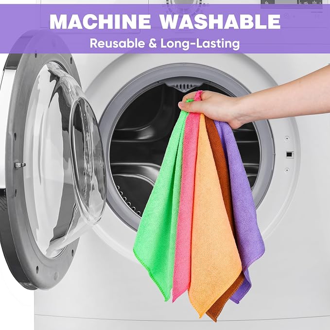 10 Colors Microfiber Cleaning Cloths, 400 Pack Assorted Cleaning Rags | Highly Absorbent Microfiber Towels for Car, Kitchen, Bathroom and Household Cleaning, 11.8"X11.8"