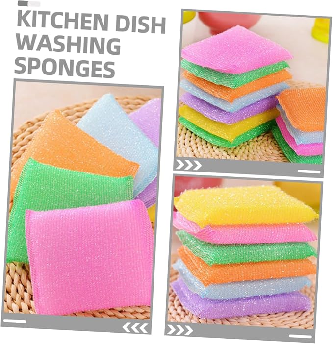 20pcs Non Scratch Kitchen Dish Scrubbers with Ultra Fine Sponges Scratch Scrub Pads for Pots Pans and Hard Surfaces Odorless for Household Cleaning Random Color