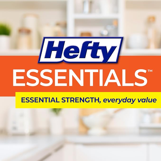 Hefty Essentials 13 Gallon Kitchen Trash Bags, 120 Count, Fresh Linen Scent | Tall Trash Bags for Kitchens, Home Offices, or Laundry Rooms, Drawstring Closure, Easy to Tie, Lift, and Carry, White