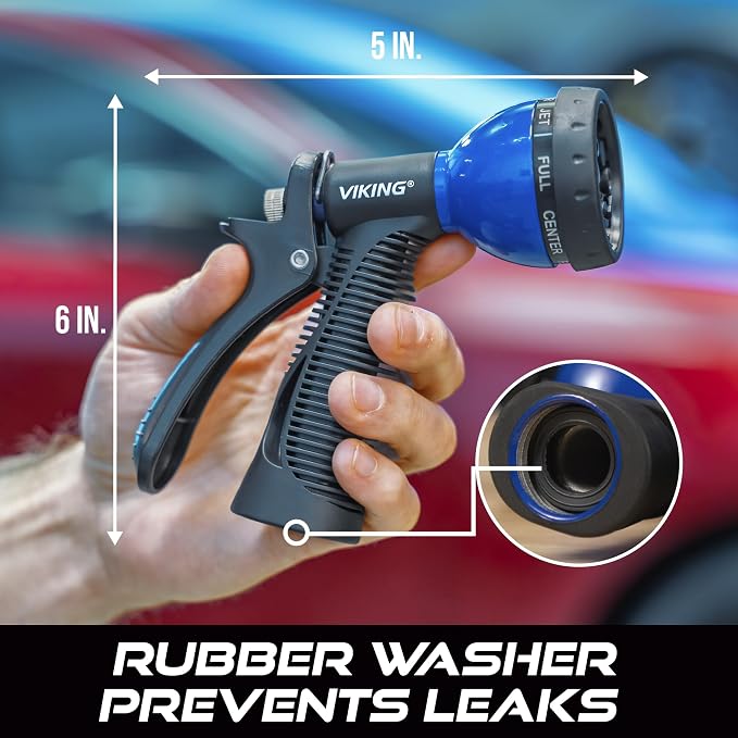 VIKING Garden Hose Nozzle with 8 Spray Patterns for Washing Cars | Water Hose Nozzle for Car Washing Kit, Watering Plants, Washing Pets, and Home Use