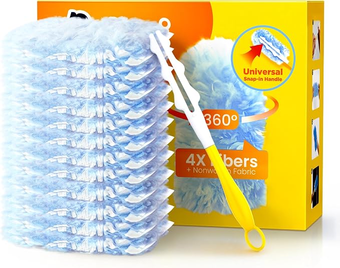 Heavy Duty Duster Refills for Swiffer Duster, 20 Count | 1 Handle, 360° Multisurface, 4X Microfibers, Unscented Disposable Dusters for Cleaning