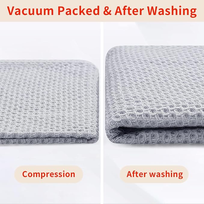 Homaxy 100% Cotton Waffle Weave Kitchen Dish Cloths 24-Pack, Light Gray | 12 x 12 Inches, Ultra Soft Absorbent Dish Towels, Quick Drying Dish Rags with Hanging Loop