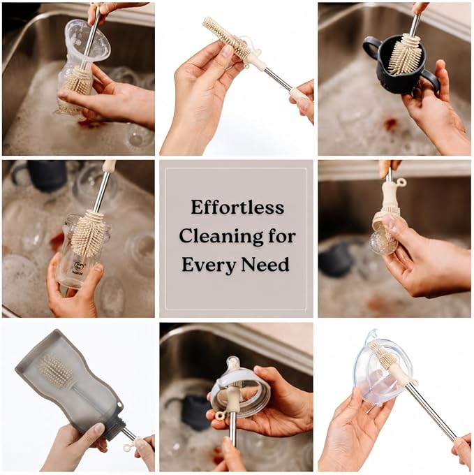 Haakaa Food-Grade Silicone Double-Ended Cleaning Brush (Brush-Pebble) | Household Cleaning Brushes Food-Grade Silicone Dishwasher Safe