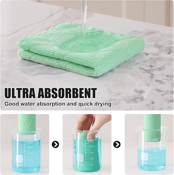 Homaxy Super Soft Absorbent 18 Pack Coral Velvet Dish Cloths, 7" x 9" | Fast Drying, Nonstick Oil, No Lint, Multi-Purpose, Microfiber Cleaning Cloth, Machine wash