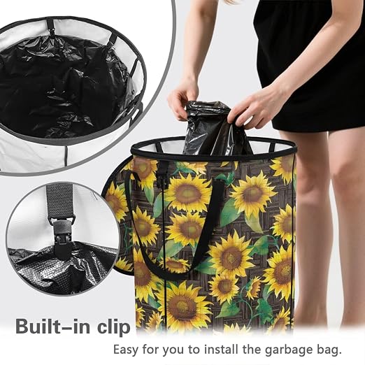 Gothic Sun Moon 24 Gallon Camping Trash Can Collapsible Outdoor Garbage Can Compact Easy to Store Recycling Bin for Camping RV Travel Waterproof Storage Bags for Clothes