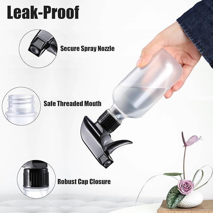 Spray Bottles 2 Pack 10 oz Refillable Plastic Squirt Bottle for Liquid | Fine Mist Water Spray Bottle with Adjustable Stream Nozzle BPA-free Spray Bottle for Hair, Plant, Cleaning, Pet Training
