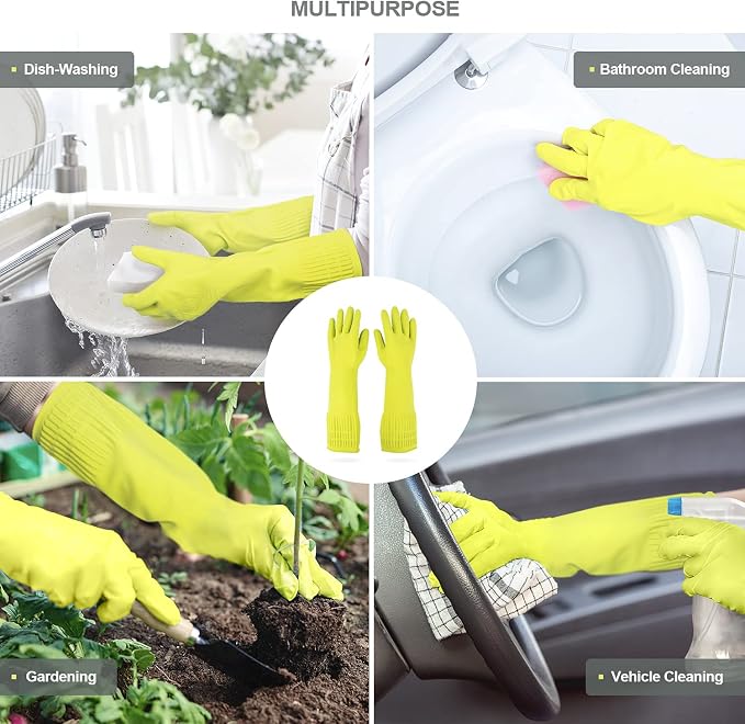 DABOGOSA MAMISON Reusable Household Dishwashing Cleaning Rubber Gloves, Non-Slip Kitchen Glove (1 Pair)