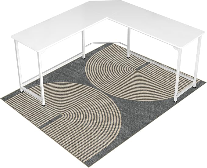 Office Chair Mat for Hardwood Floor&Tile Floor,48"X 60"-Geo Grey | Heavy Duty Desk Chair Mat for Hard Floors,Under Desk Rug for Rolling Computer Chair,Anti Slip,Low Pile Carpet Floor