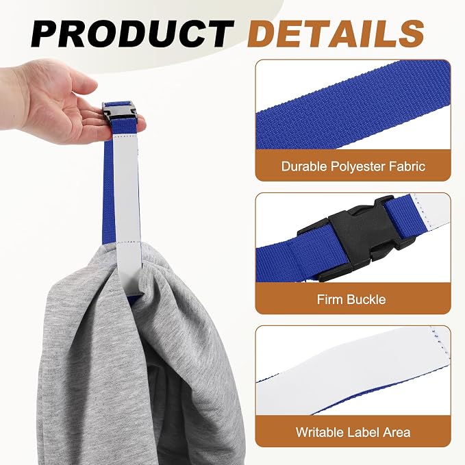 uxcell 4 Pcs Laundry Strap with Buckle, Multipurpose Laundry Strap Replacement Wash Care Utility Household Cleaning Loop Athletics Accessories Tools Storage, Dark Blue