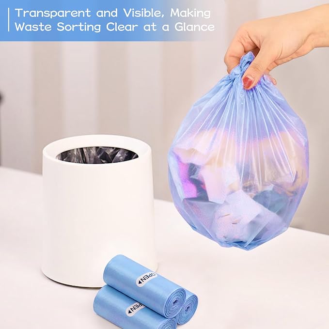 0.5 Gallon Mini Trash Bags, 300 Count Desktop Wastebasket Bin Liners, Small Plastic Bags for Home Office Kitchen, Blue