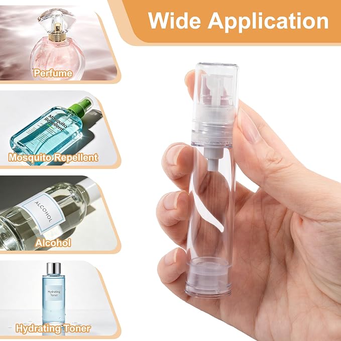 6pcs Airless Travel Spray Bottle, 5ml & 10ml & 15ml, Clear | Plastic, 360° Angle Leak Proof, Mini, Spray, Empty, Refillable for Facial Moisturizing