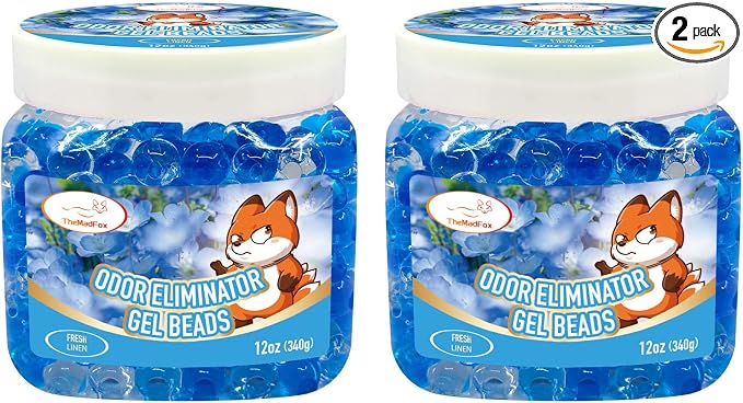 2 Pack Odor Eliminator Gel Beads, 12 oz, Scented Gel Air Freshener, Pet Odor Eliminator for Bathroom, Closet, Pet Area & RVs, Lasts 90 Days for Improved Home Fragrance, Fresh Linen