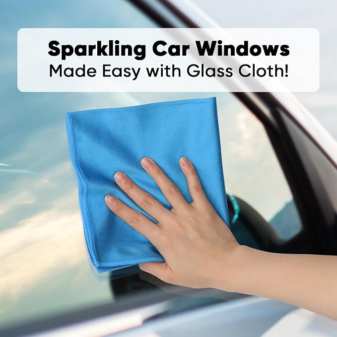 HOMEXCEL Glass Cleaning Cloths 6PK, Streak Free Towel for Windows, 14x16in | Lint Free&Reusable Microfiber Cleaning Cloth for Mirrors, Screens, Glasses, Stainless Steel, Blue