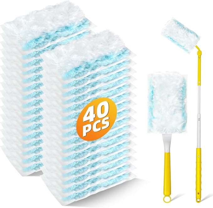 180° Duster Refills for Swiffer Duster, 40 Pack Microfiber Cleaning Dusters