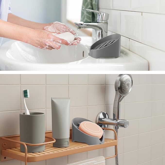 NiHome Silicone Sponge Holder for Kitchen Sink, Fits Scrub Daddy Mommy | Self-Draining Dispenser Organizer Tray, Sink Caddy Countertop Fits Soaps, Scrubber, Dishwasher Safe, Includes Brush
