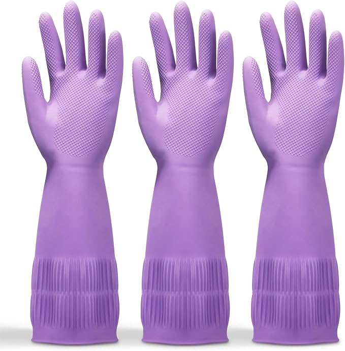 FMP Brands 3/6/12/60 Pairs 15 Inch Extra Long Rubber Dishwashing Gloves - Non-Slip for Cleaning, Kitchen, Bathroom, Gardening