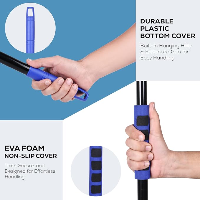 2-in-1 Window Squeegee with 60” Extendable Pole | Rotatable Glass Cleaner Tool for Commercial and Residential Use, 2 Reusable Sleeves and 14” Blade