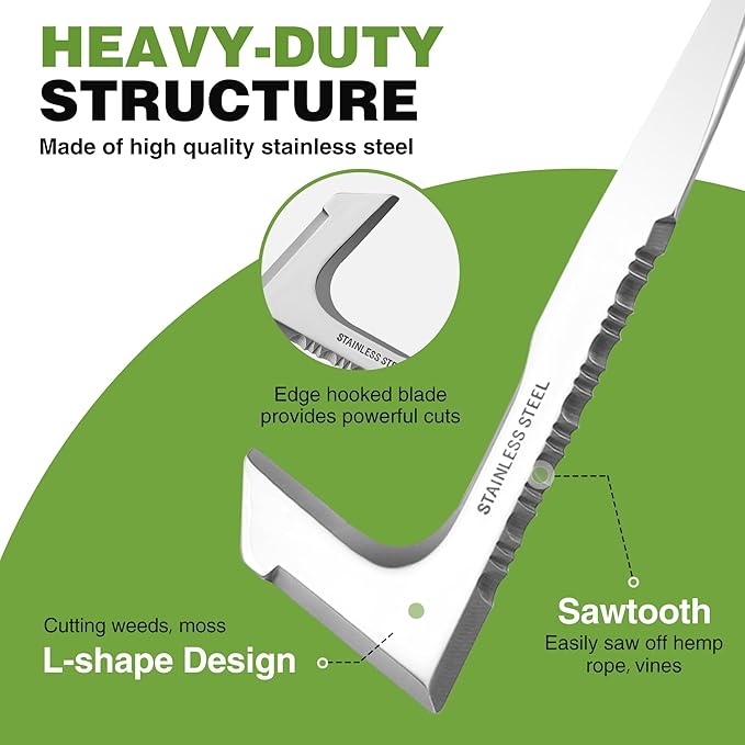 WORKPRO Crack Weeder, 12" Stainless Steel Crevice Weeding Tool with Ash Wooden Handle | L-Shaped Sidewalk Weed Puller Spatula, for Garden Lawn Yard Patio Terrace Paving Moss Garden Tool Weeder Tool
