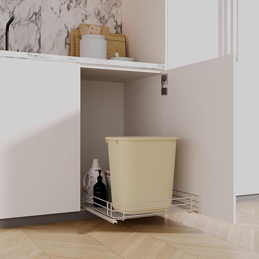 28 Qt. / 7 Gallon Beige Rectangular Wastebasket Trash Can | 6 Pack