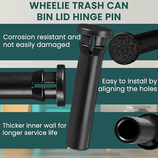 Zookpr Wheelie Trash Can Lid Hinge Pin,for Rehrig Sierra Huskylite 95-Gal | Solid injection-molded nylon,not 3D printed,UV-stabilized,weather-resistant,for Household&commercial grade,2-pack,full repair
