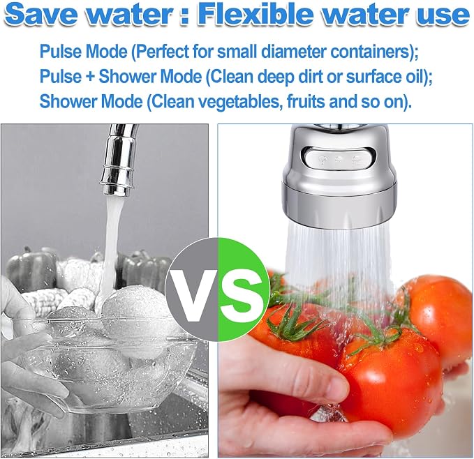 Kitchen Sink Faucet Sprayer Attachment, Movable Kitchen Tap Head 360° Rotatable, Anti-Splash Sink Sprayer Faucet Nozzle Head, Water Saving Faucet Aerator