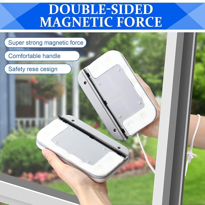 Magnetic Windshield Cleaner Tool Set,Widen Double-Sided Window Cleaner Tool | Windshield Magnetic Car Window Cleaner, Single Glass Thickness 3-10mm for High Rise Car Glazed