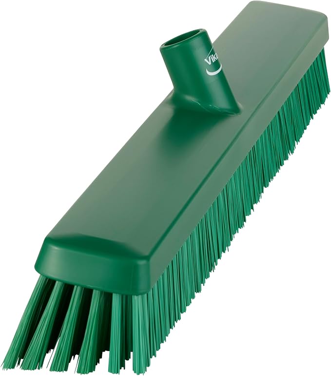 Vikan 31952 24" Heavy-Duty Push Broom, Soft/Stiff, Green