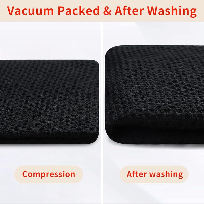 Homaxy 100% Cotton Waffle Weave Kitchen Dish Cloths 8-Pack, Black | 12 x 12 Inches, Ultra Soft Absorbent Dish Towels, Quick Drying Dish Rags with Hanging Loop
