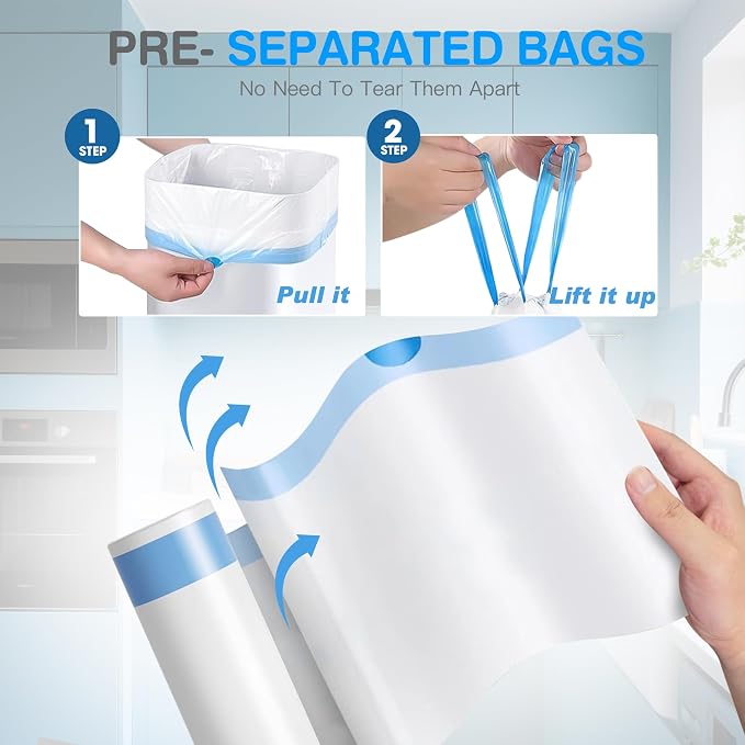 Charmount Small Trash Bags 4 Gallon, 200 Count Drawstring Mini Garbage Bags | Plastic Trash Can Liners for Bathroom Accessories, Bedroom, Dorm Room Essentials, Office