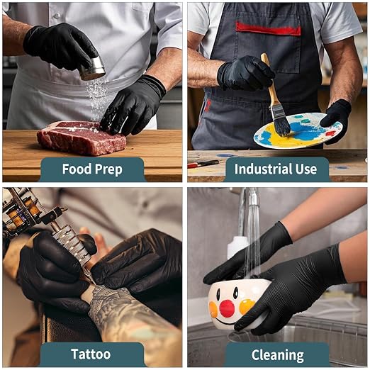 FINITEX - Black Nitrile Disposable Gloves, 5mil, Powder-free, Medical Exam Latex-Free 100 PCS For Cleaning Food Glove (XX-Large (Pack of 3))