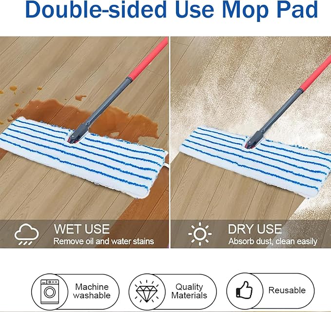4 Pack Microfiber Mop Pads for O Cedar Mop Replace Head, Reusable Mop Cover | Dry/Wet Use, Washable Flip Mop Refills Compatible with O-Cedar Hardwood Floor 'N More