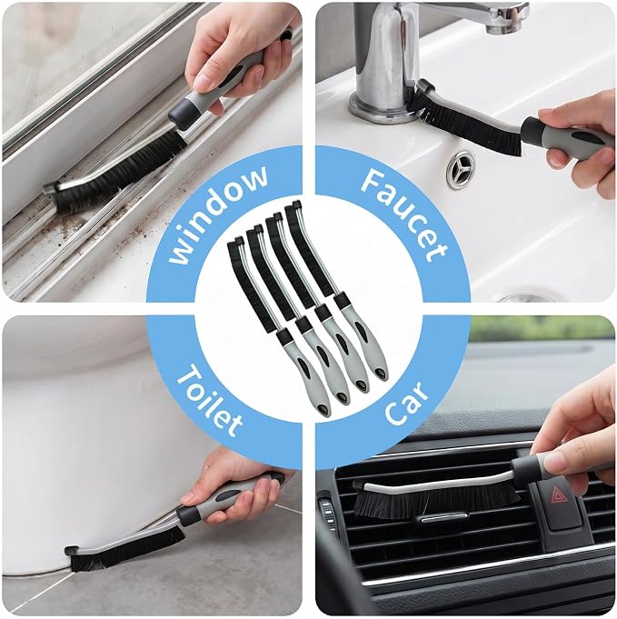10Pcs Crevice Cleaning Brush Set: Heavy Duty Scrub Brush for Household Use | Thin Hard Bristle Gap Cleaner Brushes Kit for Deep Cleaning Kitchen Sink, Bathroom, Tile Grout, Window Sill & Narrow Spaces
